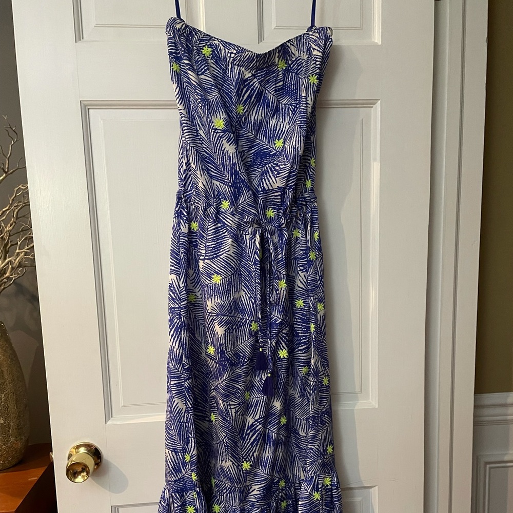EUC silk Vineyard vines strapless MIDI dress.